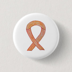 Peach Awareness Ribbon Custom Art Pin Button