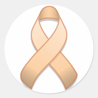 Peach Awareness Ribbon Round Sticker
