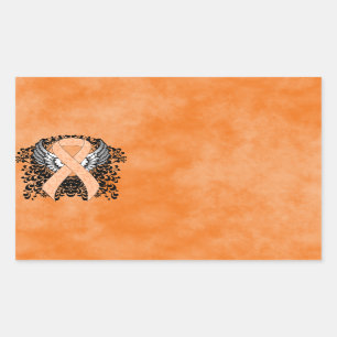 Peach Awareness Ribbon with Wings Sticker