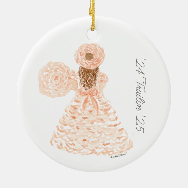 Peach Azalea Trail Maid Ceramic Ornament (Back)