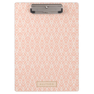 Peach Aztec Tribal Personalized School Office Clipboard