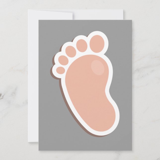 Peach Baby Footprints Baby Shower Invitation (Front)