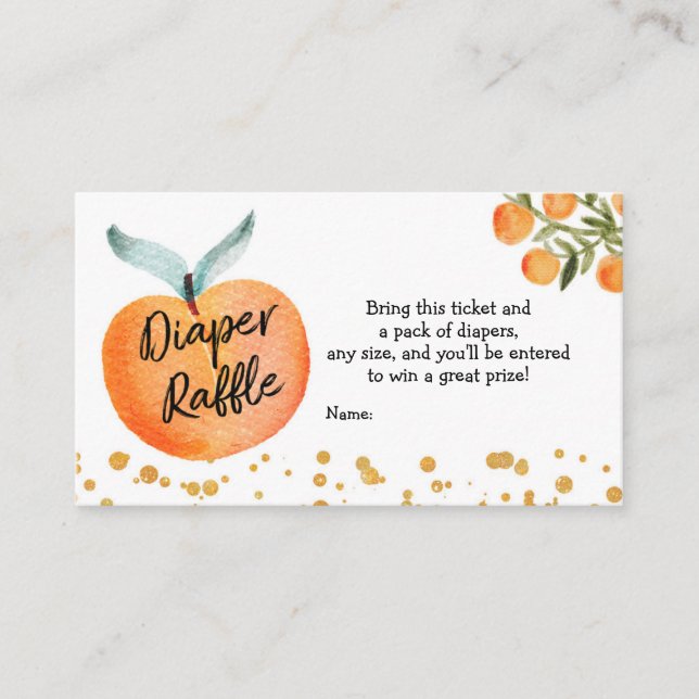 Peach Baby Shower Diaper Raffle Card (Front)
