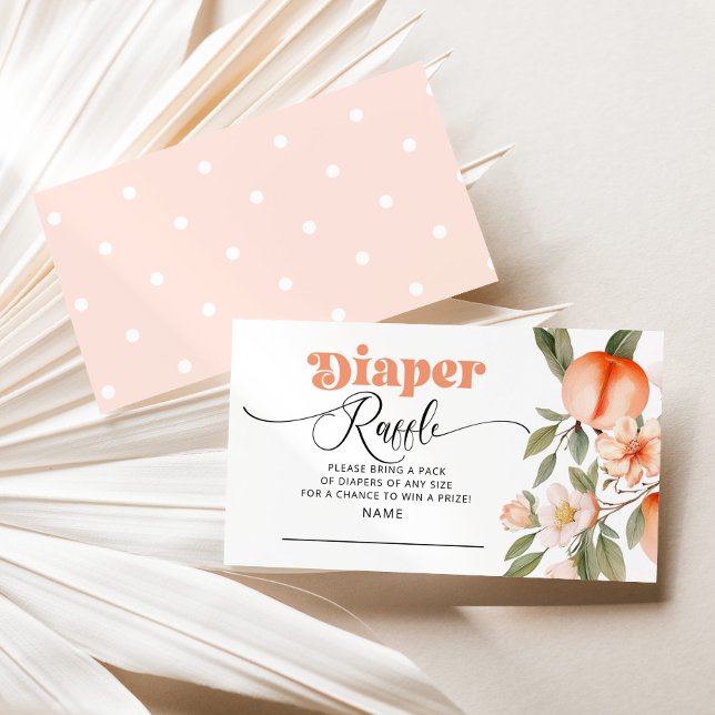 Peach baby shower diaper raffle ticket enclosure card (Creator Uploaded)