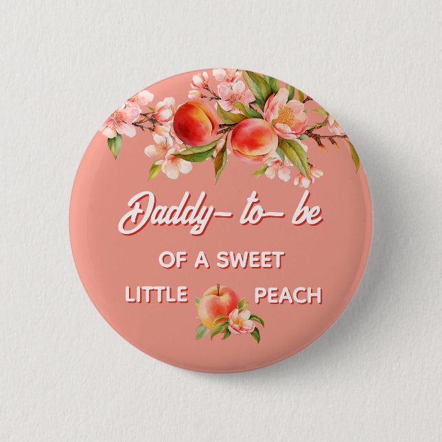 Peach Baby Shower Family Dad 2 Inch Round Button (Front)