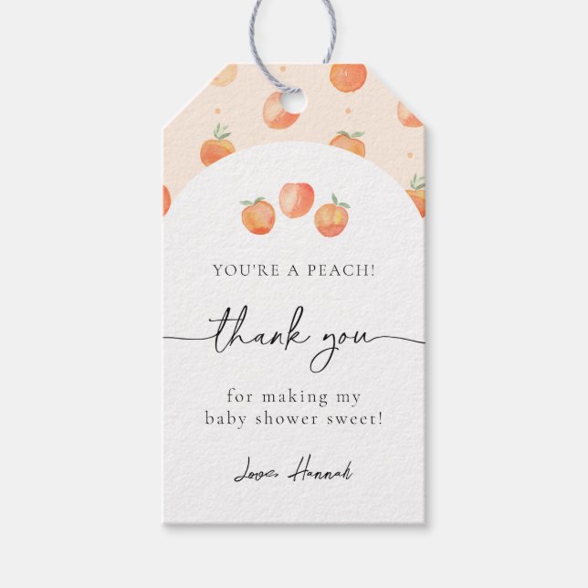 Peach Baby Shower Favour Tags (Front)