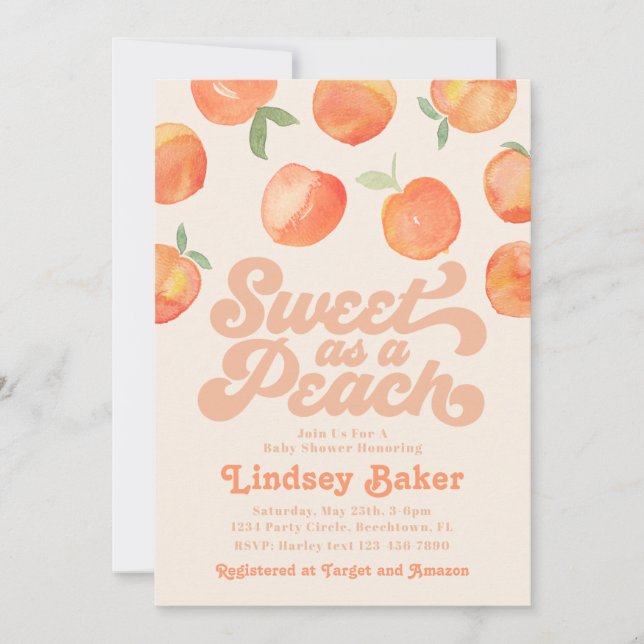 Peach Baby Shower Invitation | Baby Peach (Front)