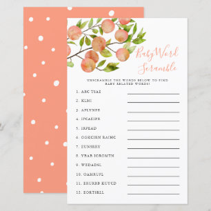 Peach Baby Shower Word Scramble Game