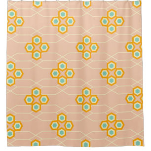 Peach background hexagonal floral pattern 