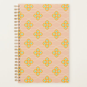 Peach background hexagonal floral pattern planner