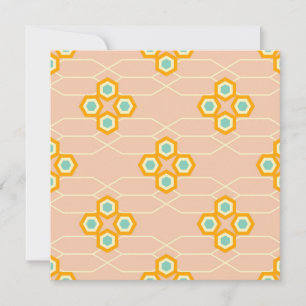 Peach background hexagonal floral pattern  thank you card