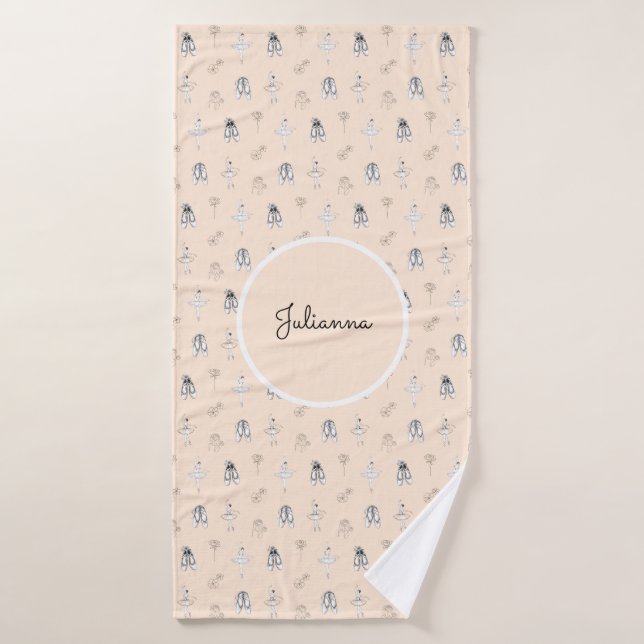 Peach Ballerina and Flowers Bath Towel (Bath Towel)