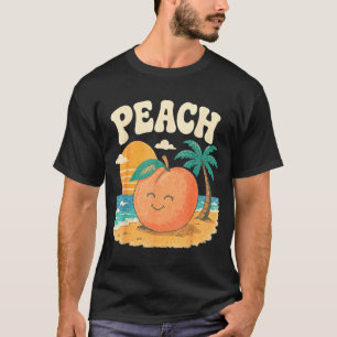 Peach beach summer retro cute fruit sunset design T-Shirt