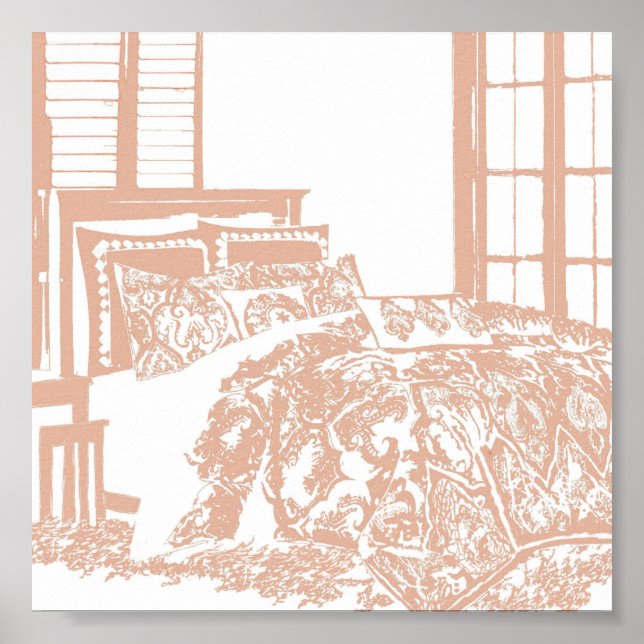 Peach Bedroom Sketch Poster (Front)