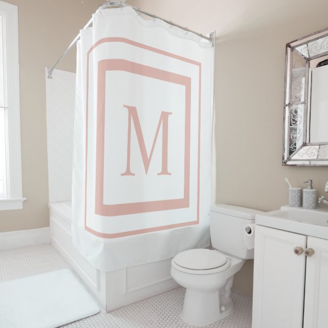 Peach Beige and white  square border monogram (In Situ)