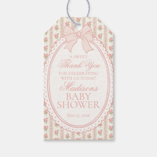 Peach & Beige Fancy Floral Baby Shower Favors Gift Tags