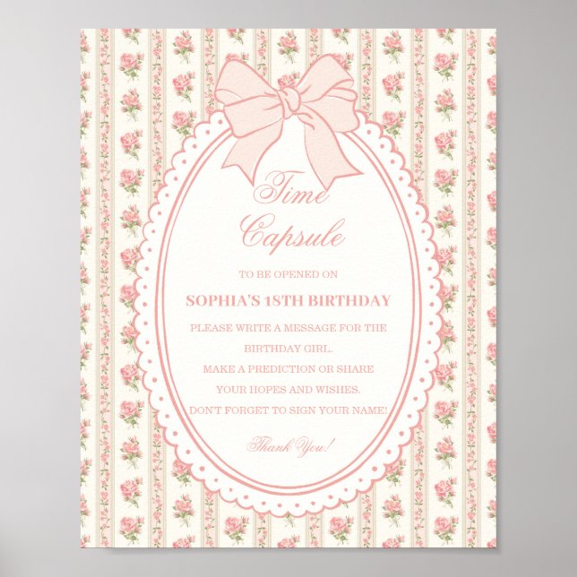 Peach & Beige Fancy Floral Time Capsule Game Poster (Front)
