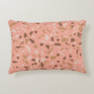 Peach Beige Tan Brown Terrazzo Marble Pattern  Accent Pillow