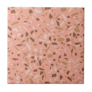 Peach Beige Tan Brown Terrazzo Marble Pattern  Tile