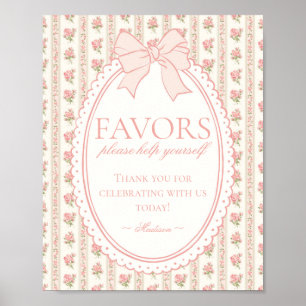 Peach & Beige Vintage Fancy Floral Favors Sign