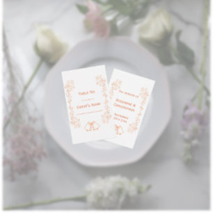 Peach Bells Scrollwork Design Wedding Place Card