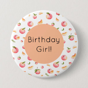 Peach Birthday 3 Inch Round Button