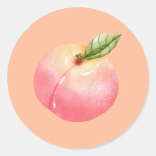 Peach Birthday Classic Round Sticker