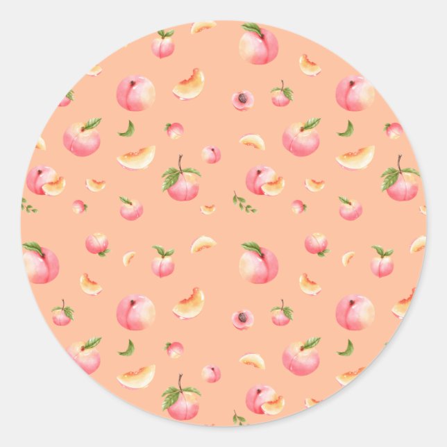 Peach Birthday Classic Round Sticker (Front)