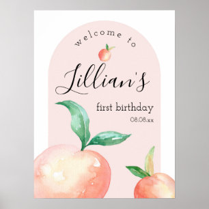 Peach Birthday Party or Baby Shower Welcome Sign