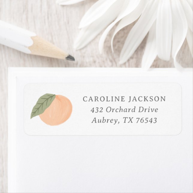 Peach Birthday Party Return Address Label (Insitu)