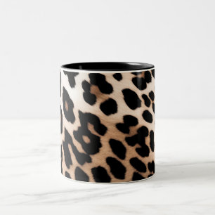 Peach Black Cream Leopard Animal  Two-Tone Coffee Mug