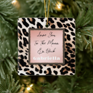 Peach Black Cream Leopard Ceramic Ornament