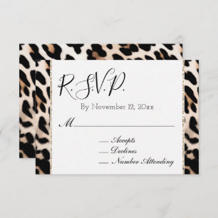 Peach Black Cream Leopard RSVP Enclosure Card