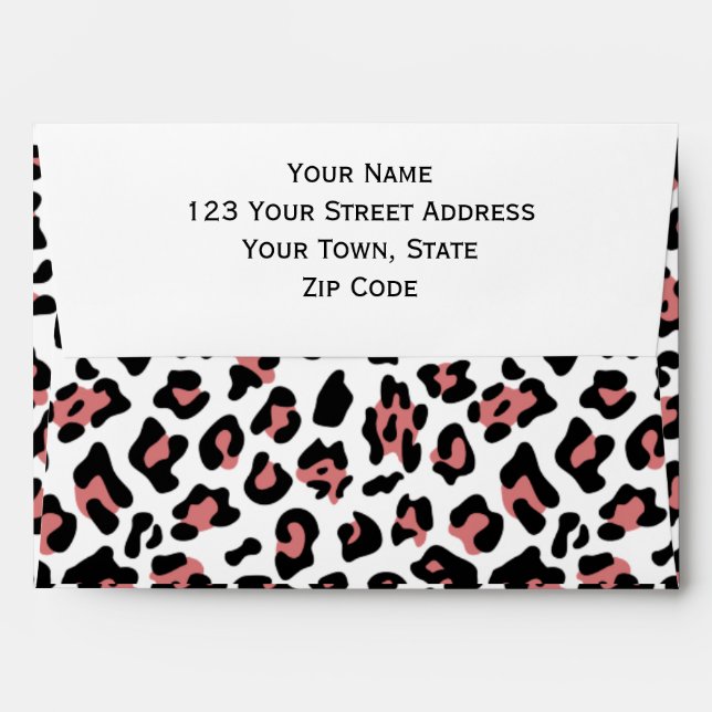 Peach Black Leopard Animal Print Pattern Envelopes (Back (Top Flap))