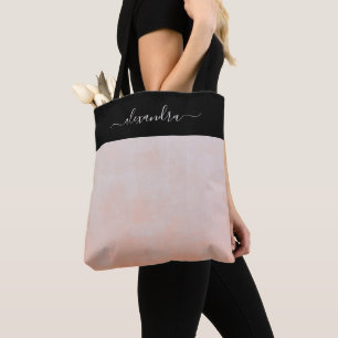 Peach Black rustic elegant personalized Tote Bag