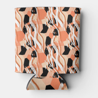 Peach Black White Abstract Pattern. Can Cooler