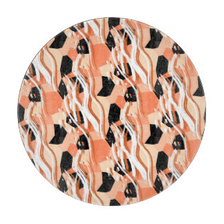 Peach Black White Abstract Pattern. Cutting Board