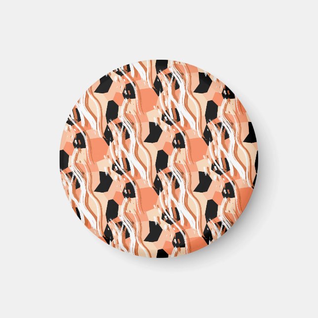 Peach Black White Abstract Pattern. Magnet (Front)