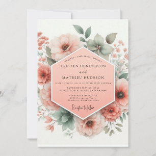 Peach Bloom Whimsy Wedding Invitation