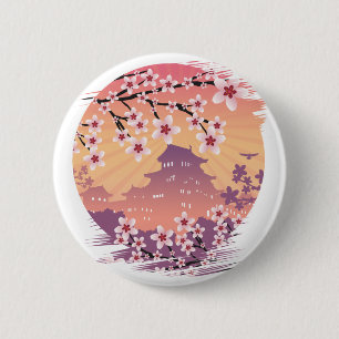 Peach Blossom 2 Inch Round Button