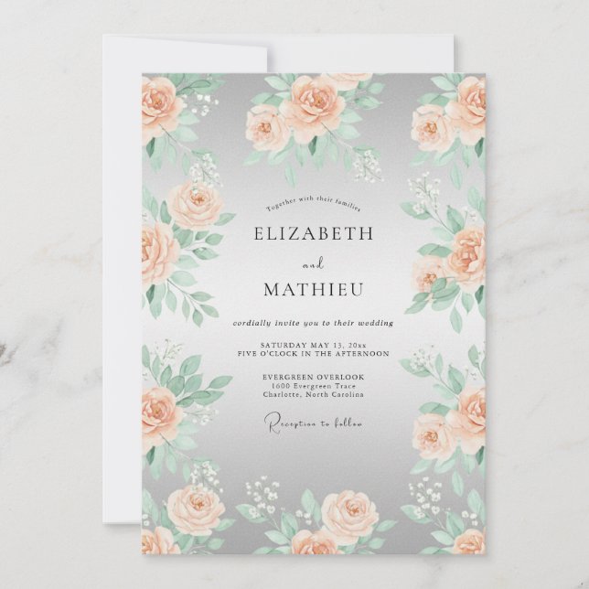 Peach Blossom Ethereal Romance Wedding Invitation (Front)