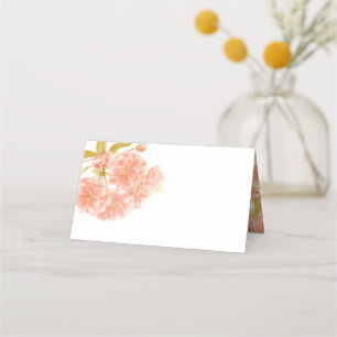 Peach blossom floral tent place cards