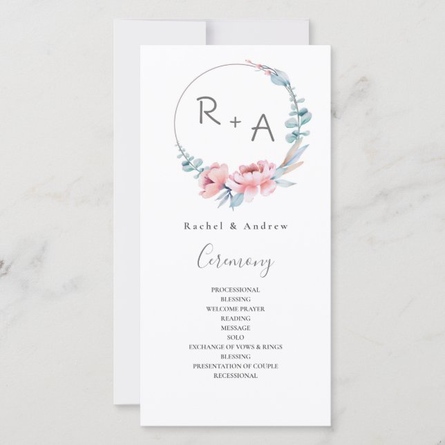 Peach Blossom | Floral Wedding Program (Front)