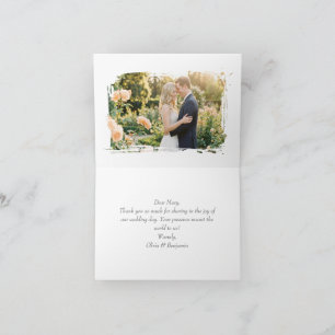 Peach Blossom & Golden Lattice Custom Photo Thank You Card