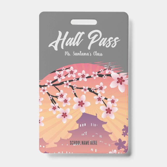 Peach Blossom Hall Pass Badge (Front)