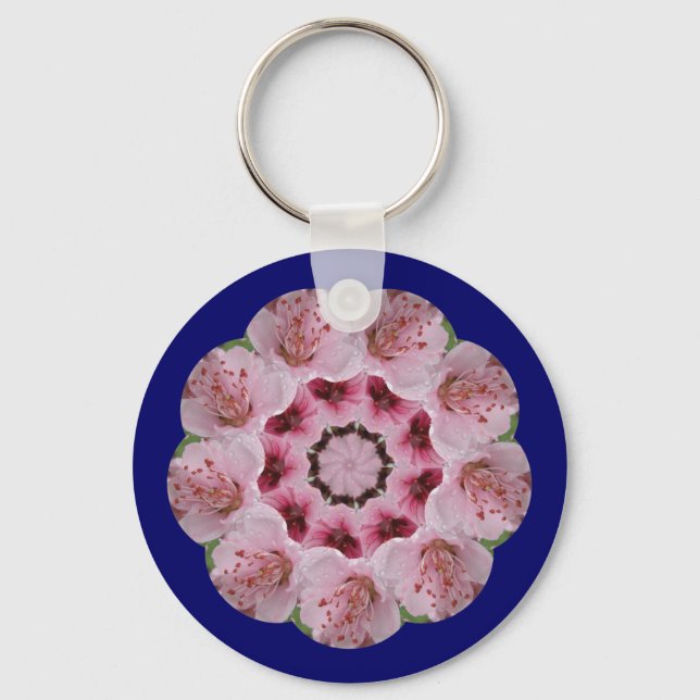 Peach Blossom Mandala Keychain (Front)