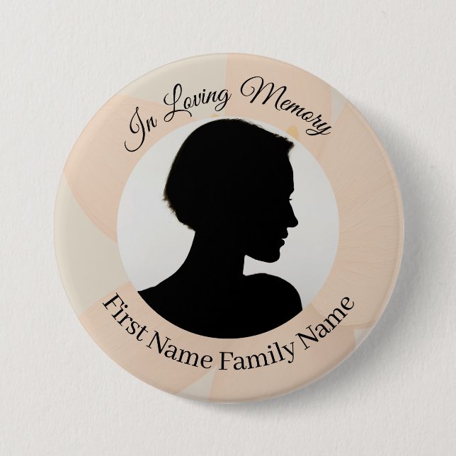 Peach blossom memorial photo button (Front)