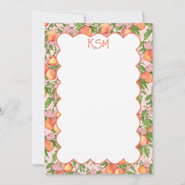 Peach Blossom Monogramme Cartes (Devant)