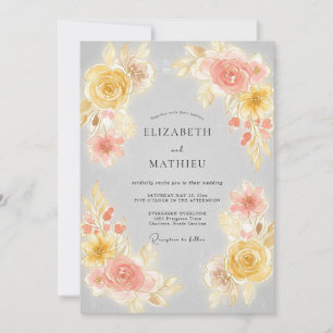 Peach Blossom Painterly Romance Wedding Invitation