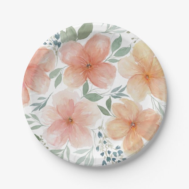 Peach Blossom  Paper Plate (Front)